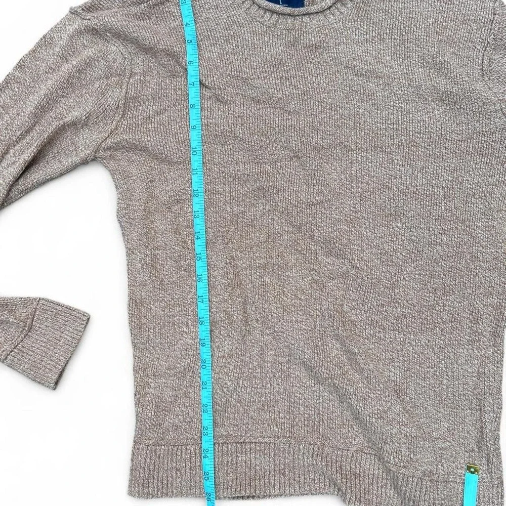 Knit Sweater Tan Marled Hollister Fisherman Coastal Grandpa Rolled Neck Large